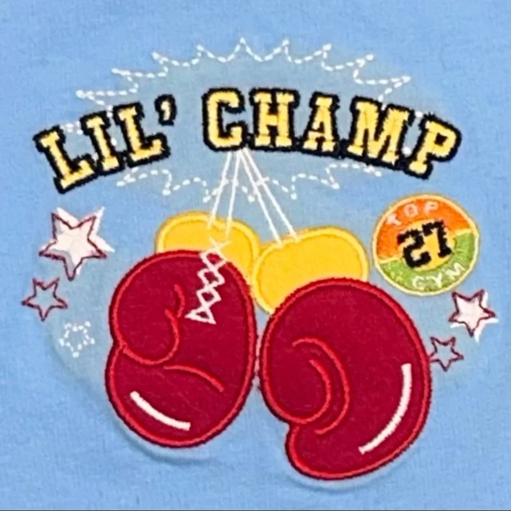 💞 New Baby & Toddler Boys Size 12 Months Blue “Lil Champ” Boxing Tee Shirt